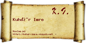 Kuhár Imre névjegykártya